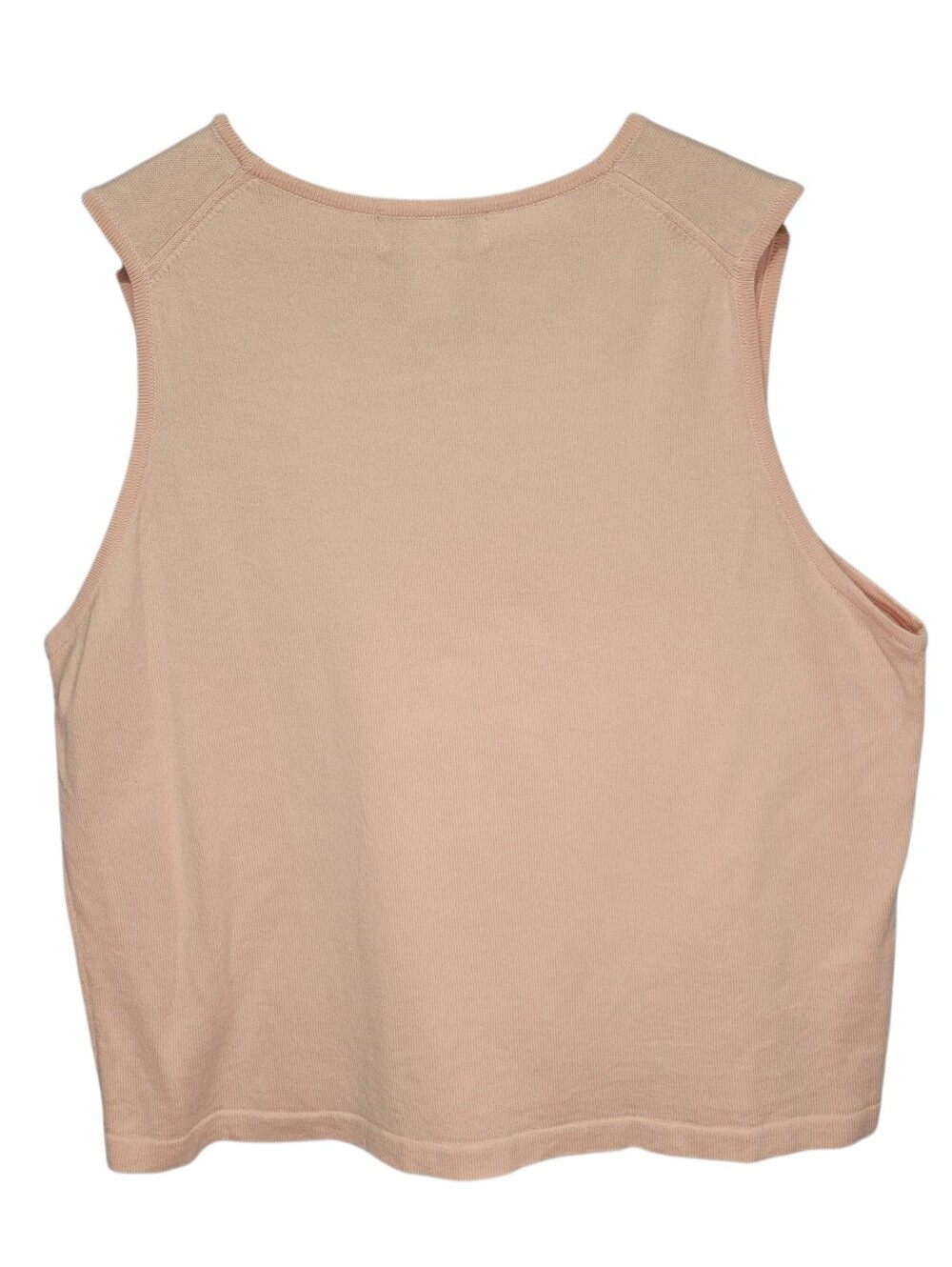 LL Bean Vintage Sleeveless Cotton Knit Tank Top Peach Size L Gorpcore Lite Soft - Picture 2 of 9